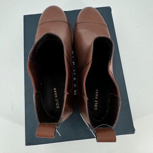 Cole Haan Brown Leather Mara Waterproof Cap Toe Classic 11 Chelsea Ankle Boots - Picture 5 of 7